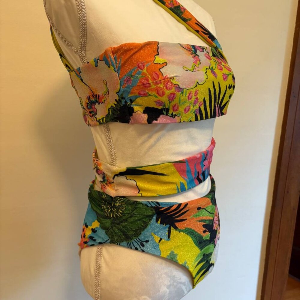 AGUA BENDITA Strappy One-piece Swimsuit Bright Colorful Sz L "Irisha" in PRAIA - Picture 3 of 8